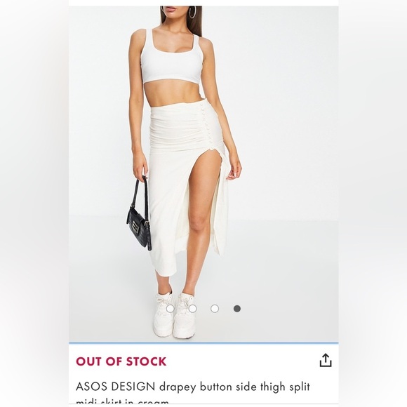 ASOS drapey button side split in cream. Size 4 cotton lining - Picture 2 of 10